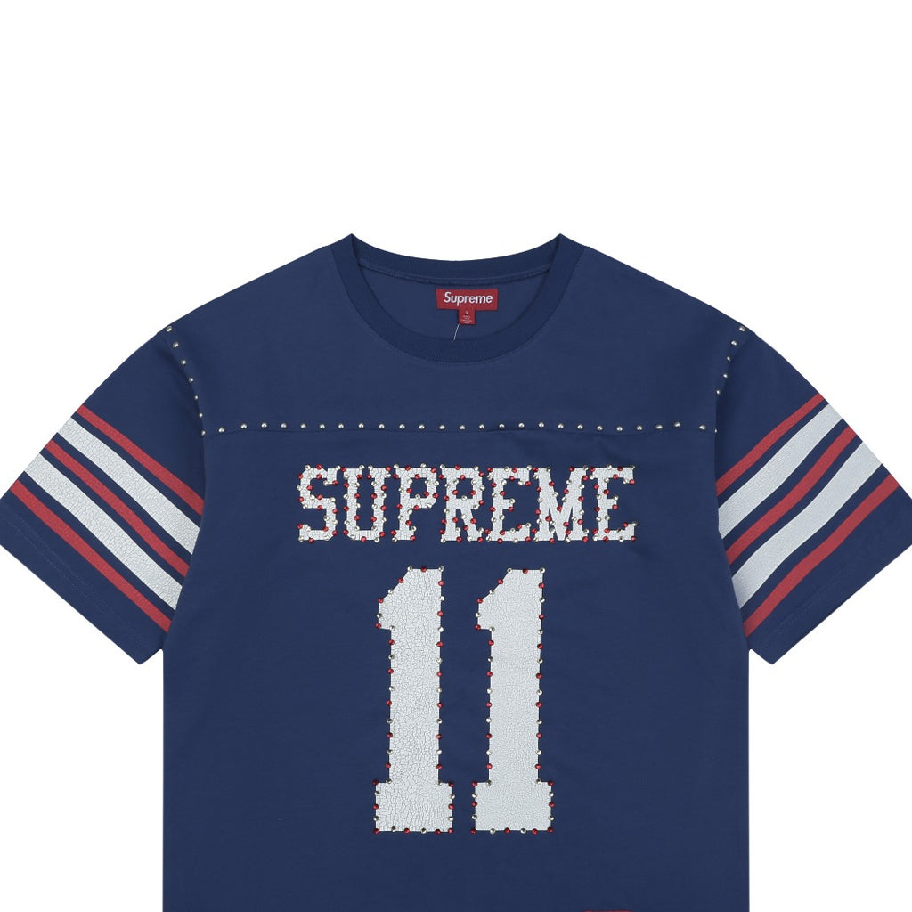Supreme No.11 Crystal Rhinestone Football Jersey Tee – Navy