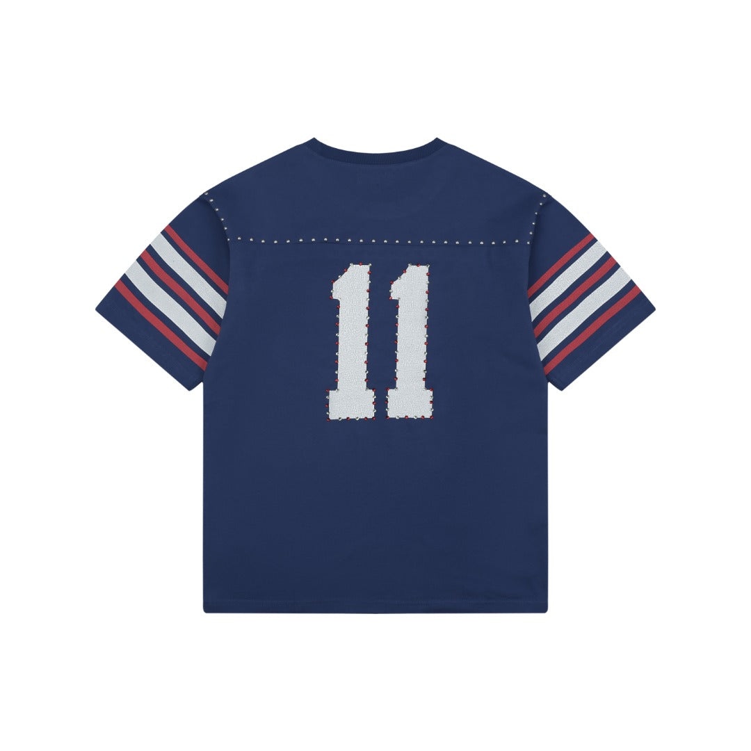 Supreme No.11 Crystal Rhinestone Football Jersey Tee – Navy