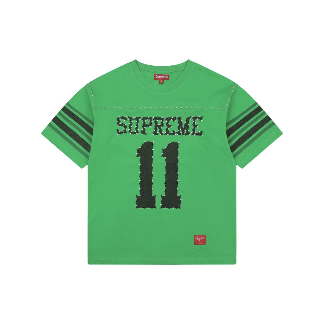 Supreme No.11 Crystal Rhinestone Football Jersey Tee – Green