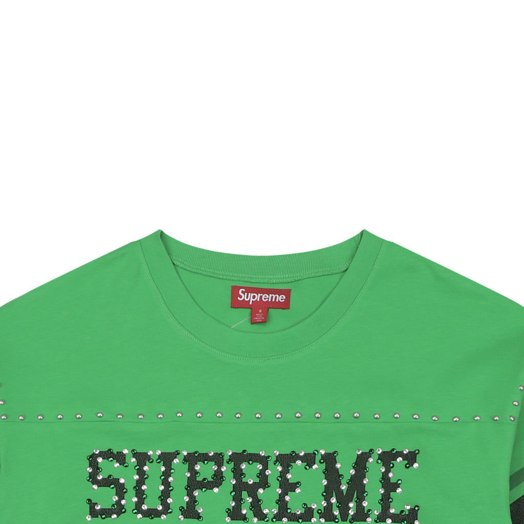 Supreme No.11 Crystal Rhinestone Football Jersey Tee – Green