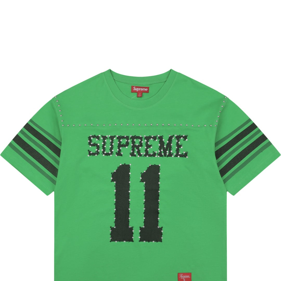 Supreme No.11 Crystal Rhinestone Football Jersey Tee – Green