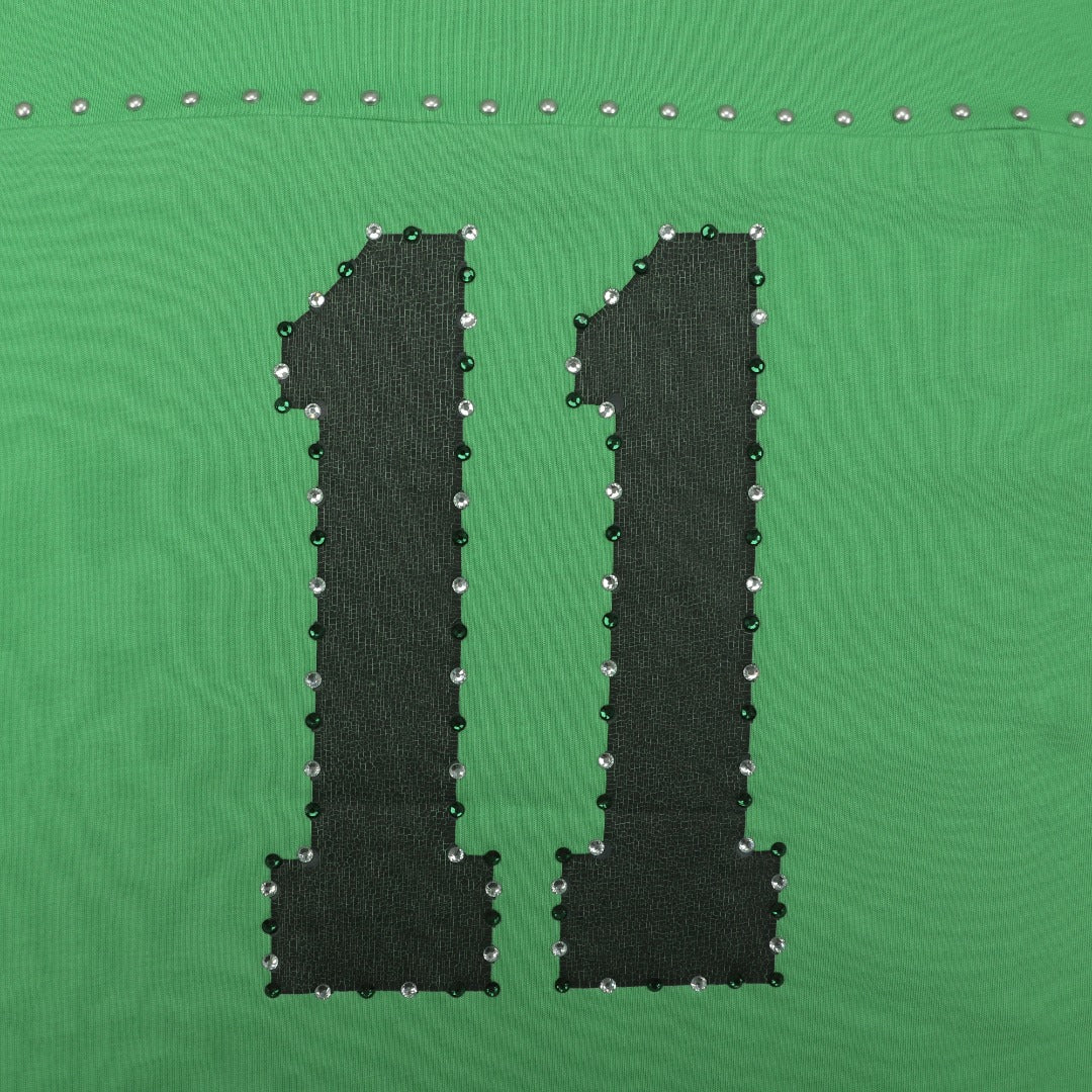 Supreme No.11 Crystal Rhinestone Football Jersey Tee – Green
