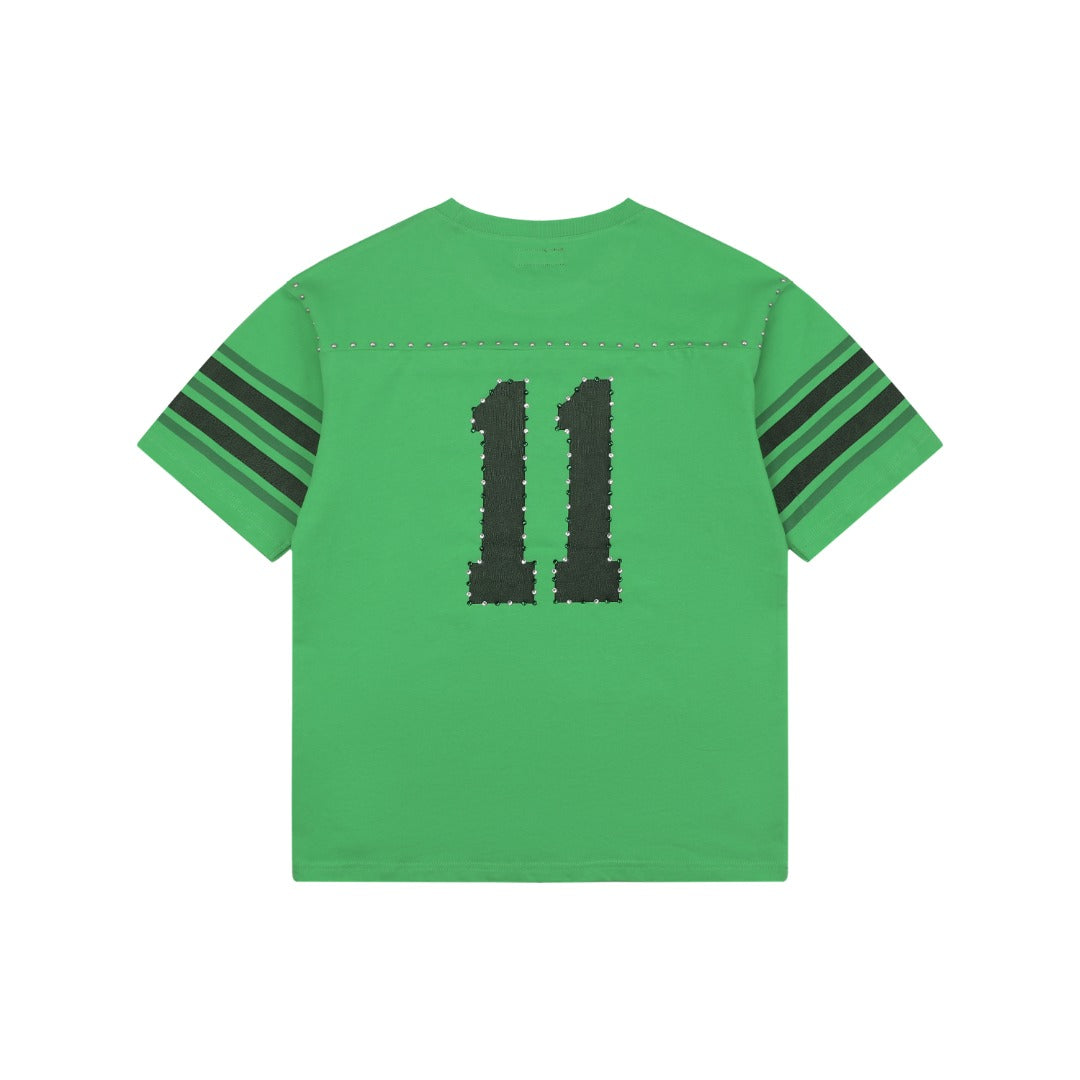 Supreme No.11 Crystal Rhinestone Football Jersey Tee – Green