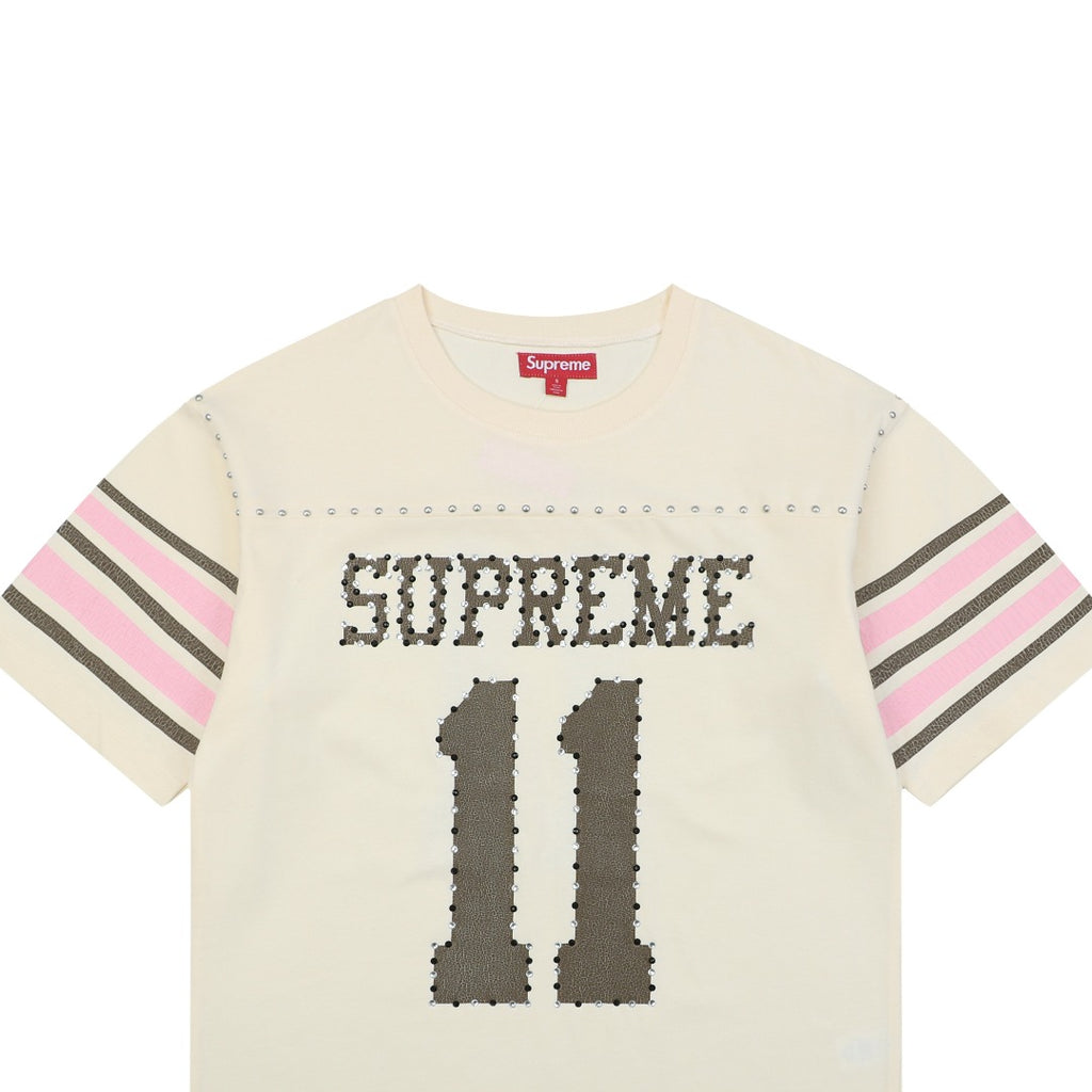 Supreme No.11 Crystal Rhinestone Football Jersey Tee – Cream