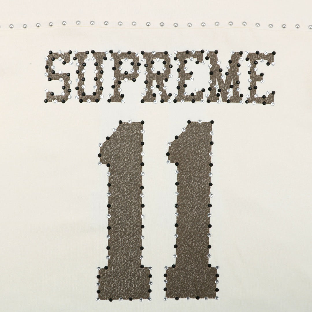 Supreme No.11 Crystal Rhinestone Football Jersey Tee – Cream