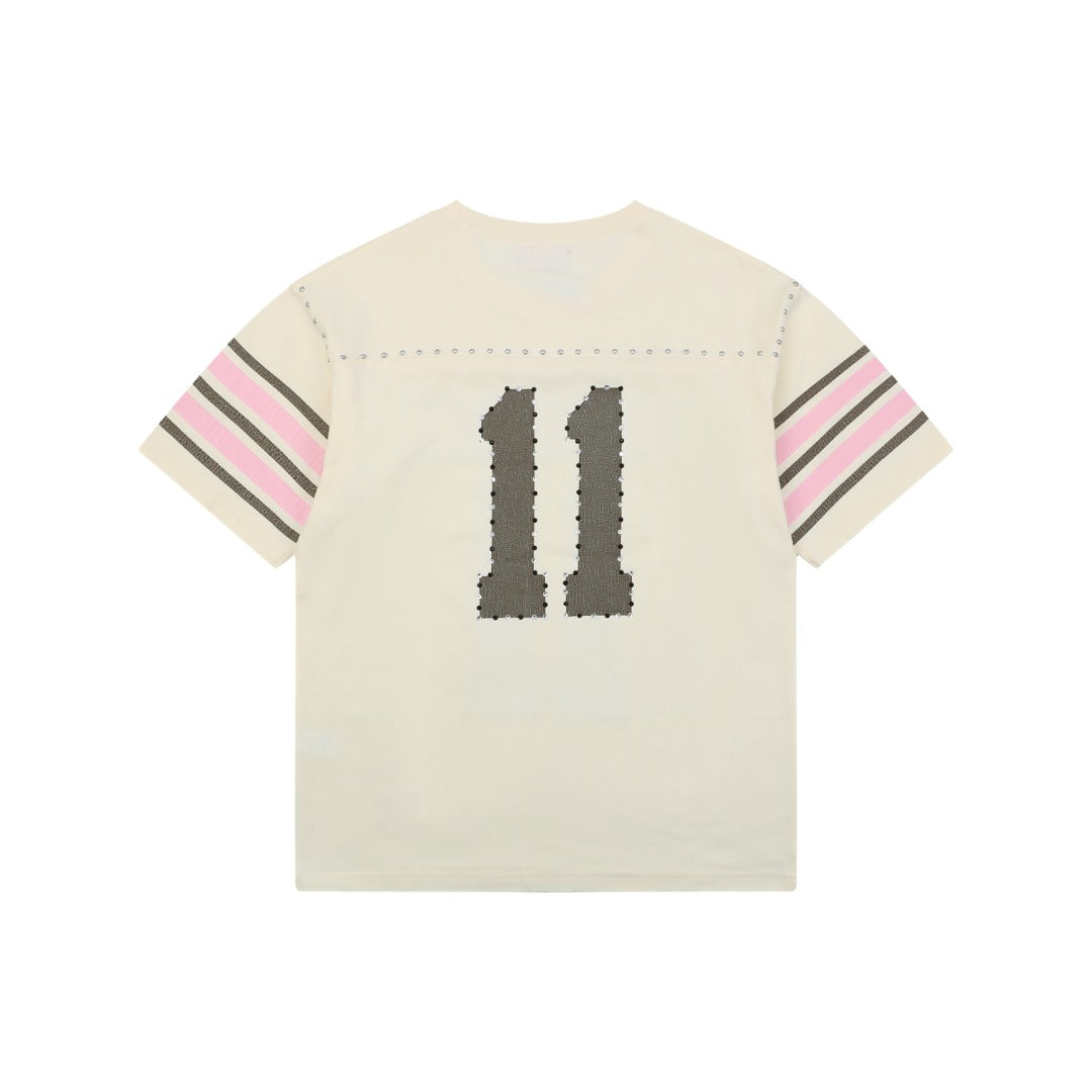 Supreme No.11 Crystal Rhinestone Football Jersey Tee – Cream