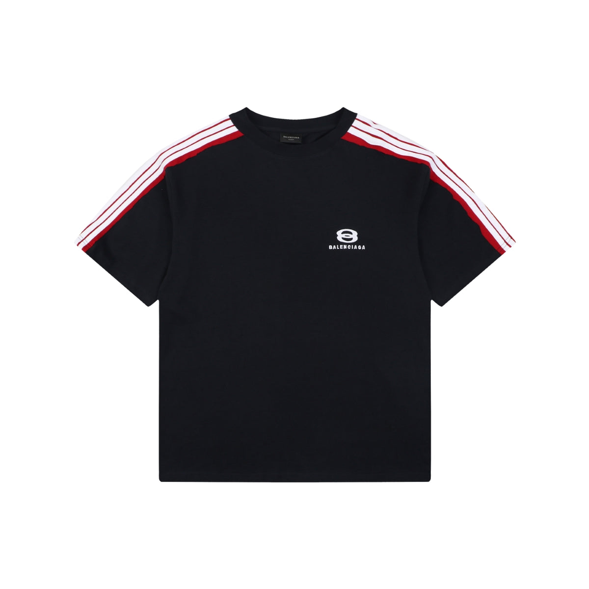 Balenciaga Double Ring Colorblock Stripe Short Sleeve Tee – Black
