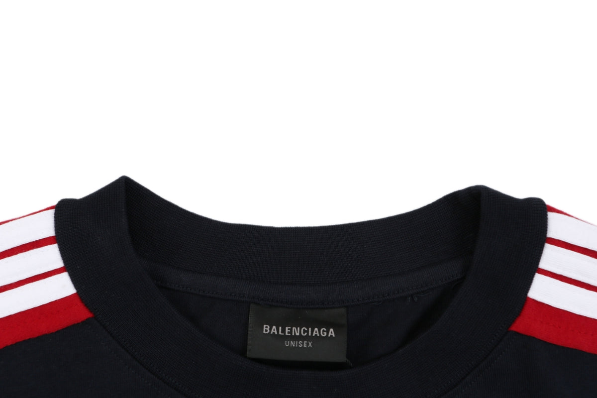 Balenciaga Double Ring Colorblock Stripe Short Sleeve Tee – Black