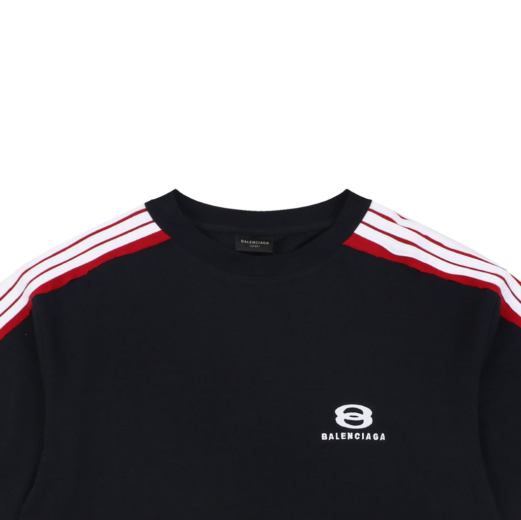 Balenciaga Double Ring Colorblock Stripe Short Sleeve Tee – Black