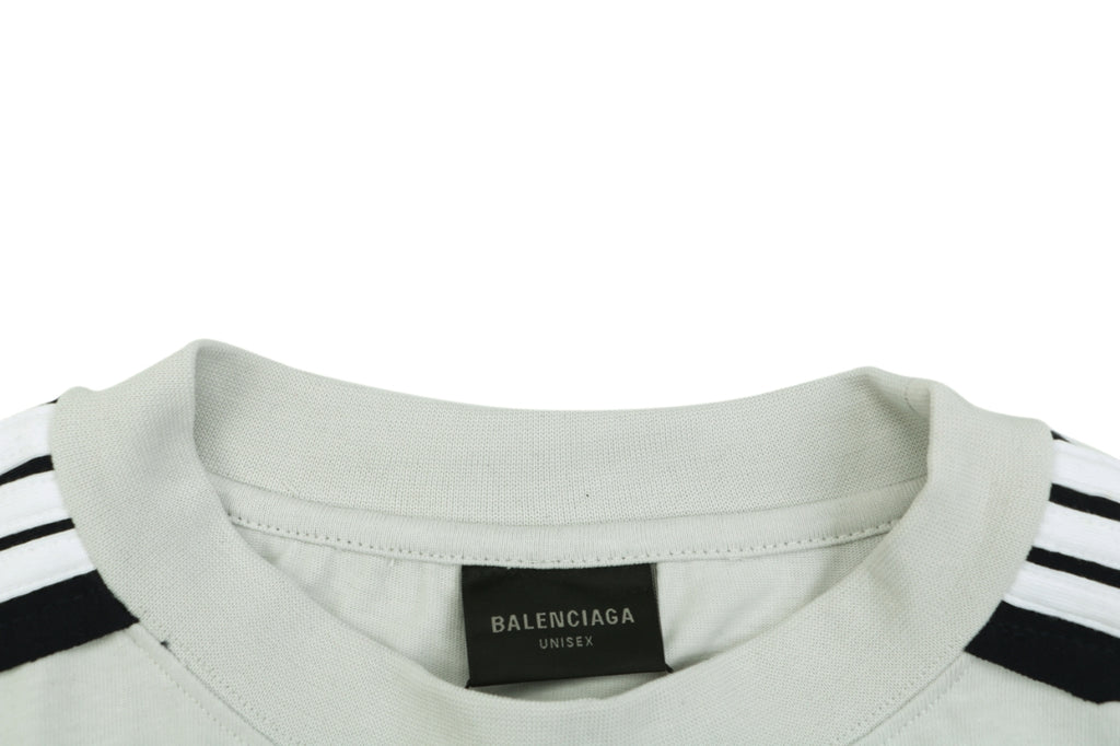 Balenciaga Double Ring Colorblock Stripe Short Sleeve Tee – White