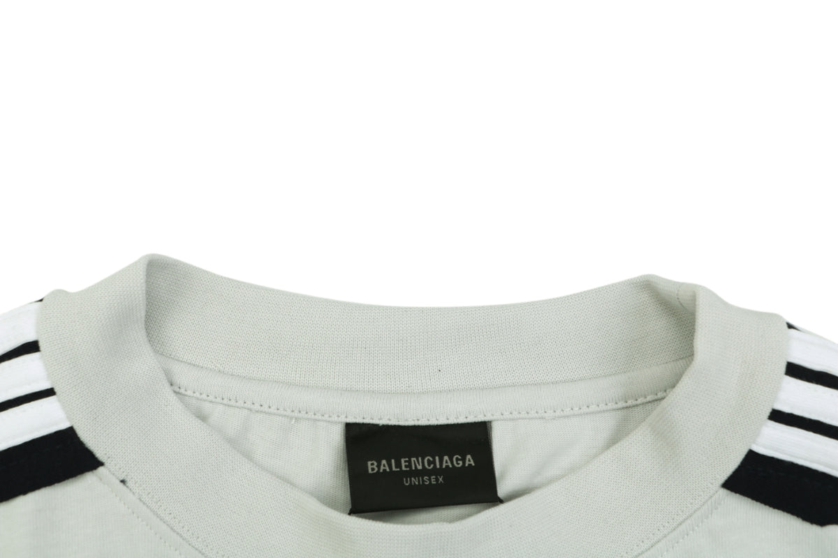 Balenciaga Double Ring Colorblock Stripe Short Sleeve Tee – White