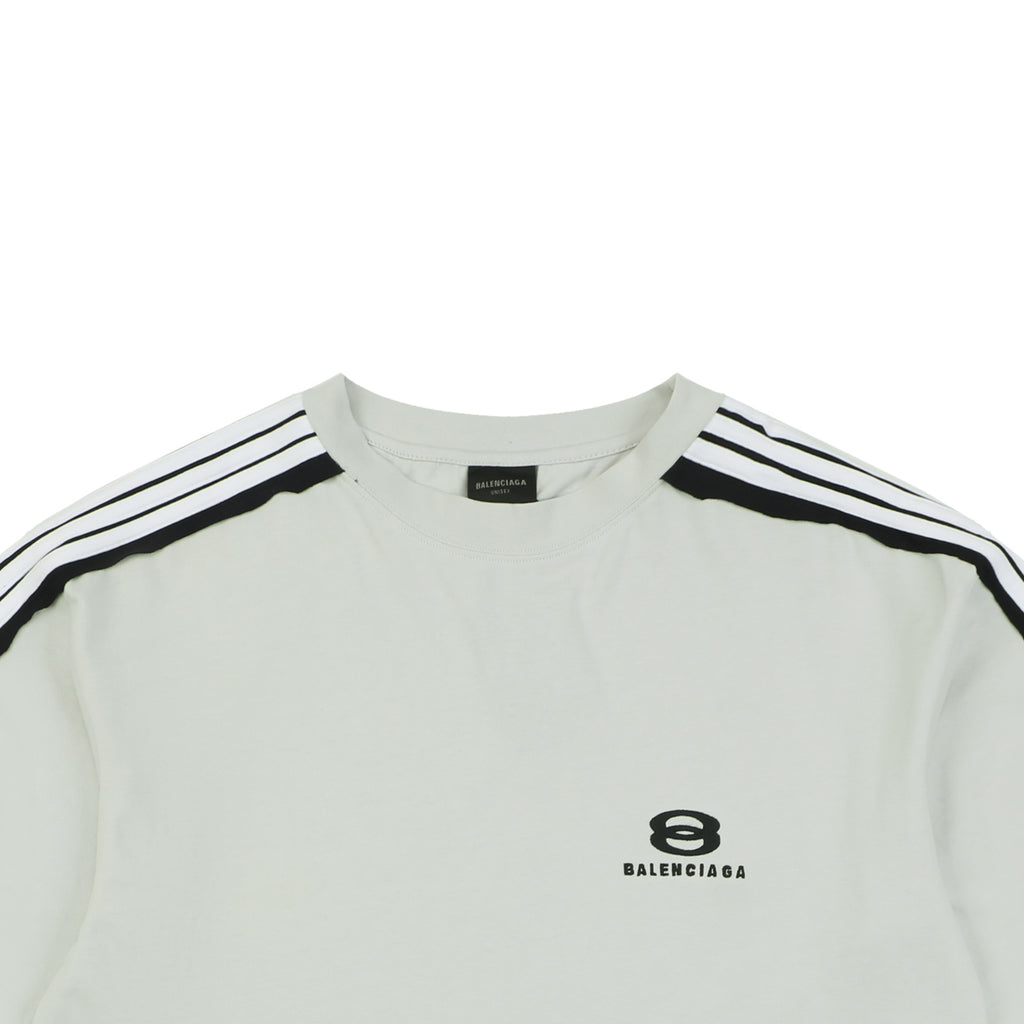 Balenciaga Double Ring Colorblock Stripe Short Sleeve Tee – White