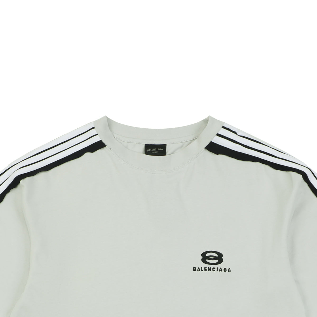 Balenciaga Double Ring Colorblock Stripe Short Sleeve Tee – White