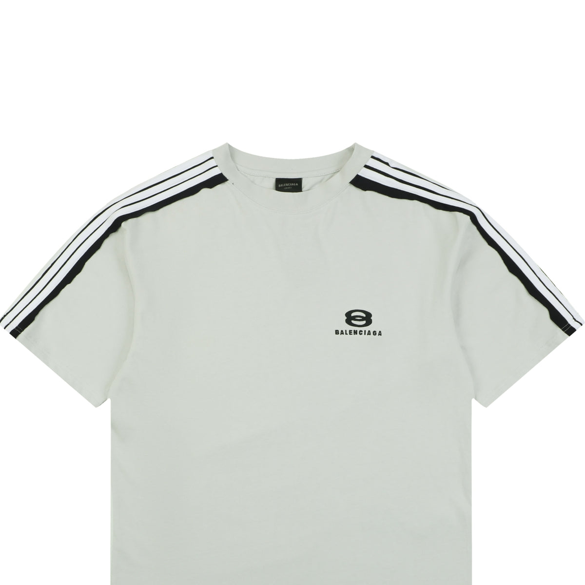 Balenciaga Double Ring Colorblock Stripe Short Sleeve Tee – White