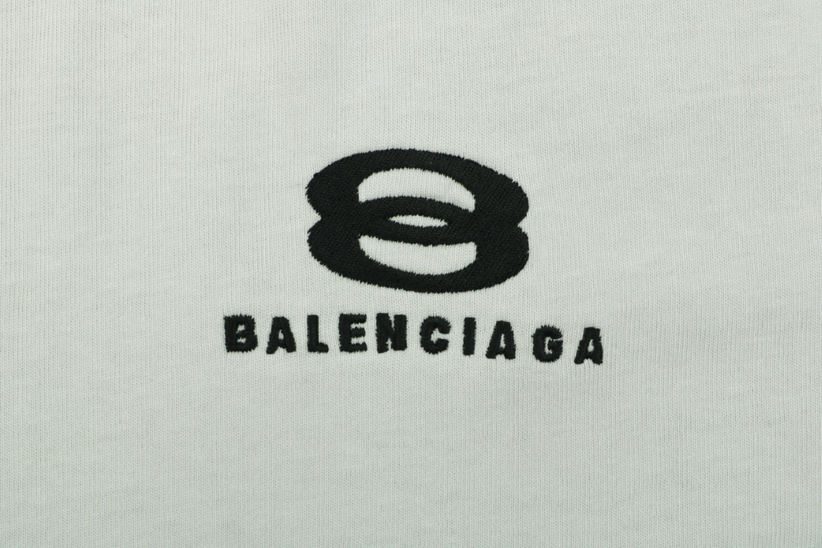 Balenciaga Double Ring Colorblock Stripe Short Sleeve Tee – White
