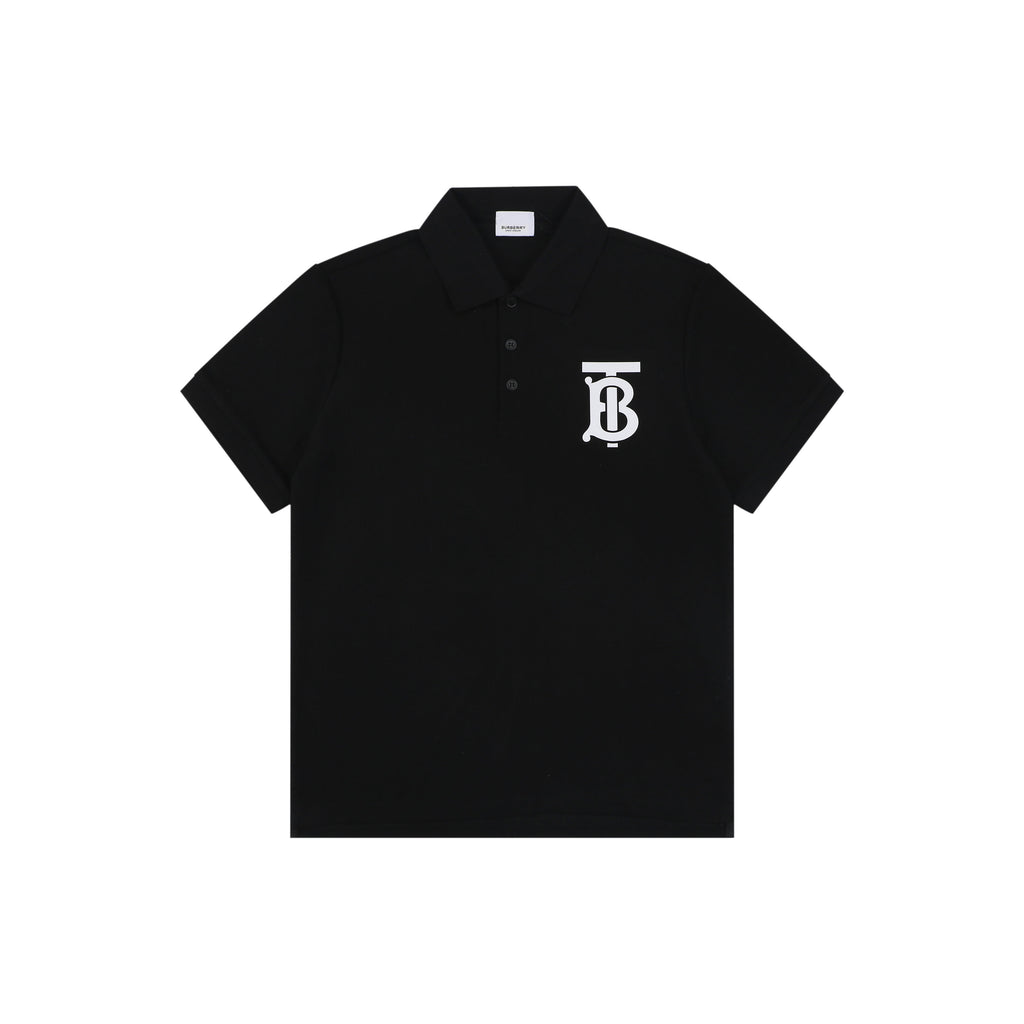 Burberry Oversized TB Monogram Silicone Logo Polo Shirt – Black