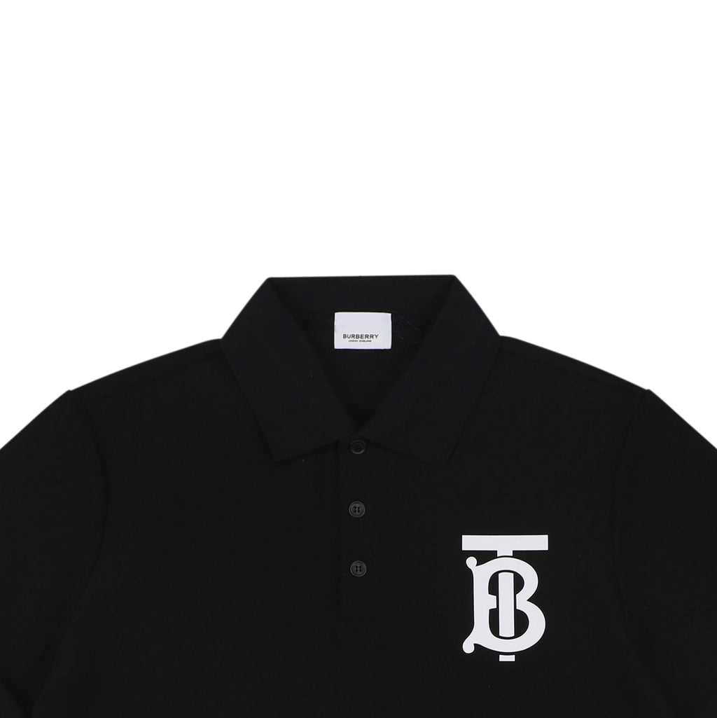 Burberry Oversized TB Monogram Silicone Logo Polo Shirt – Black