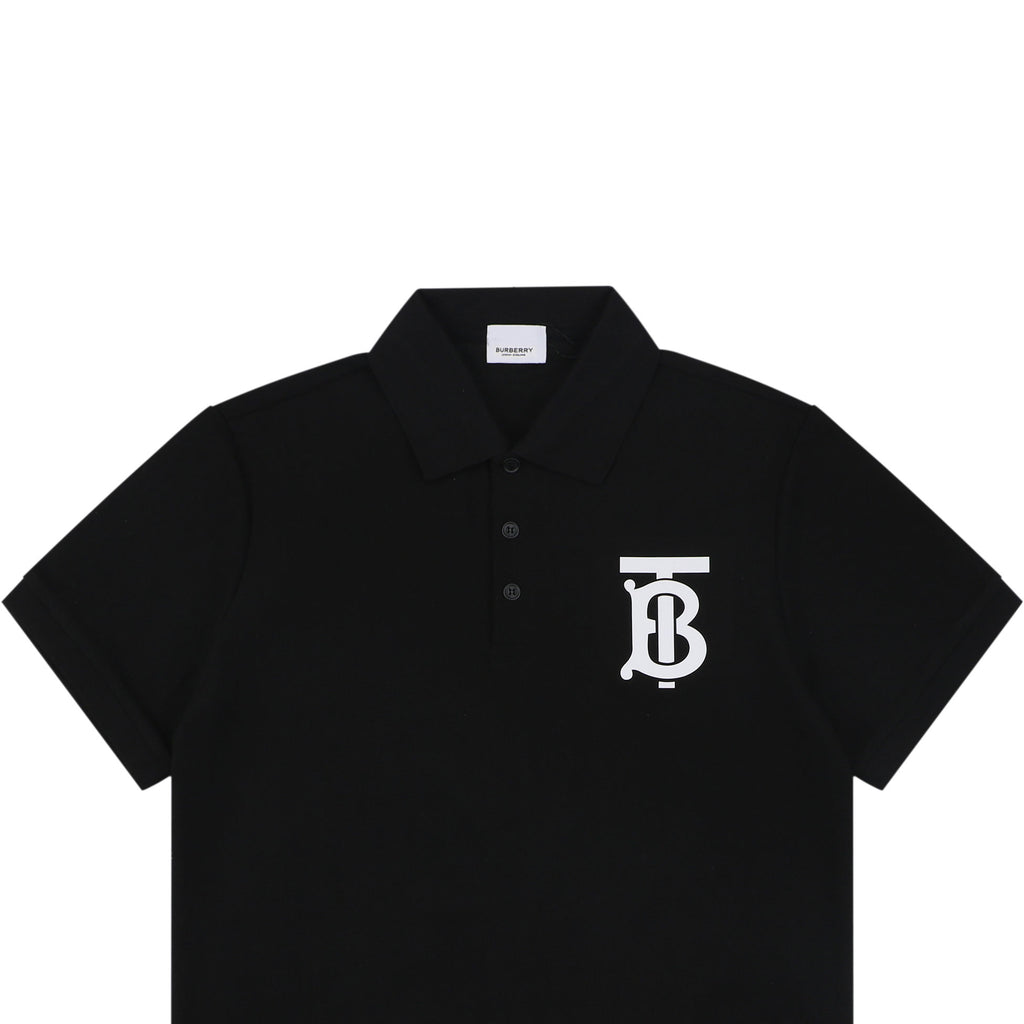 Burberry Oversized TB Monogram Silicone Logo Polo Shirt – Black