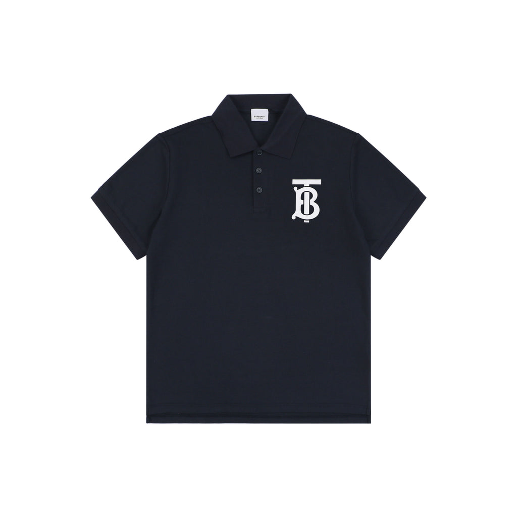 Burberry Oversized TB Monogram Silicone Logo Polo Shirt – Navy