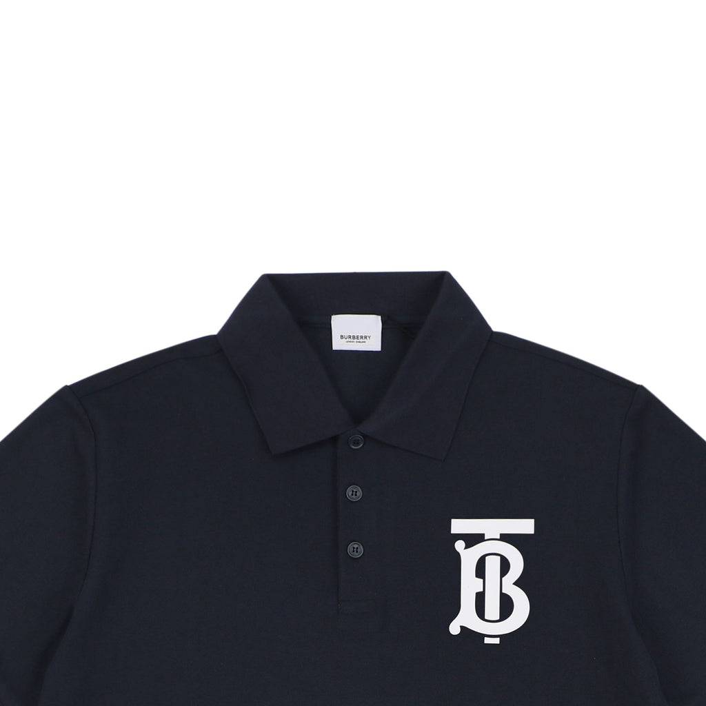 Burberry Oversized TB Monogram Silicone Logo Polo Shirt – Navy