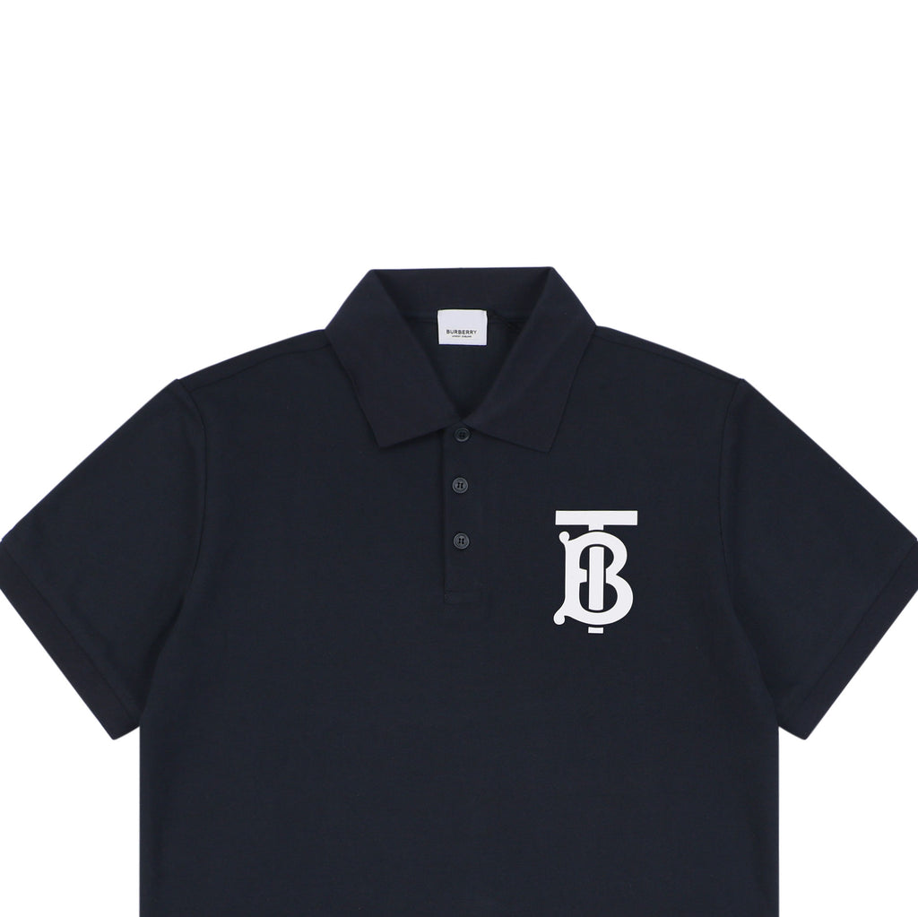 Burberry Oversized TB Monogram Silicone Logo Polo Shirt – Navy