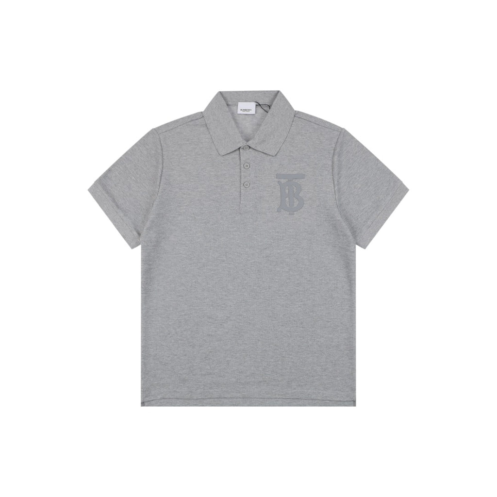 Burberry Oversized TB Monogram Silicone Logo Polo Shirt – Grey