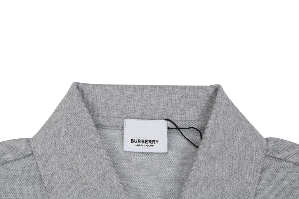 Burberry Oversized TB Monogram Silicone Logo Polo Shirt – Grey