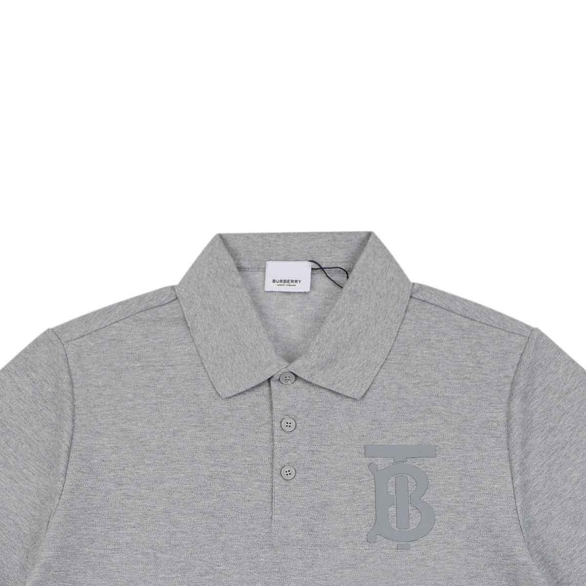 Burberry Oversized TB Monogram Silicone Logo Polo Shirt – Grey