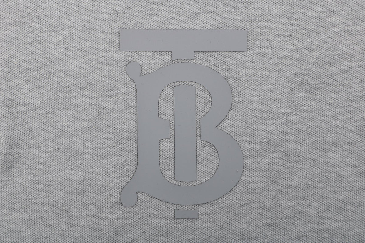 Burberry Oversized TB Monogram Silicone Logo Polo Shirt – Grey
