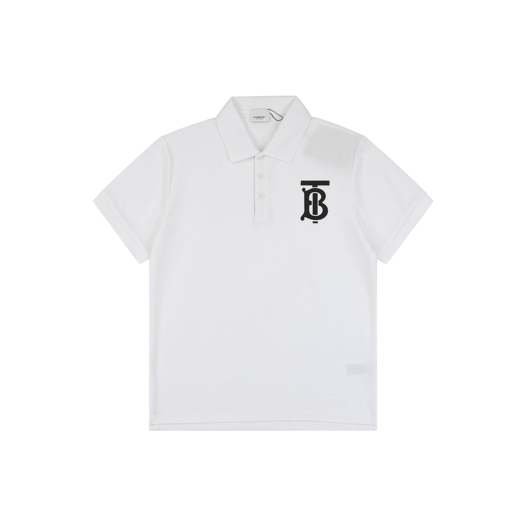 Burberry Oversized TB Monogram Silicone Logo Polo Shirt – White