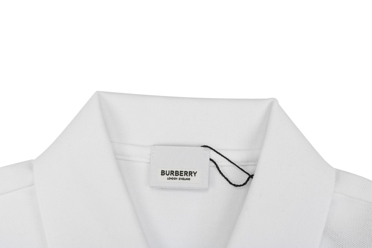 Burberry Oversized TB Monogram Silicone Logo Polo Shirt – White