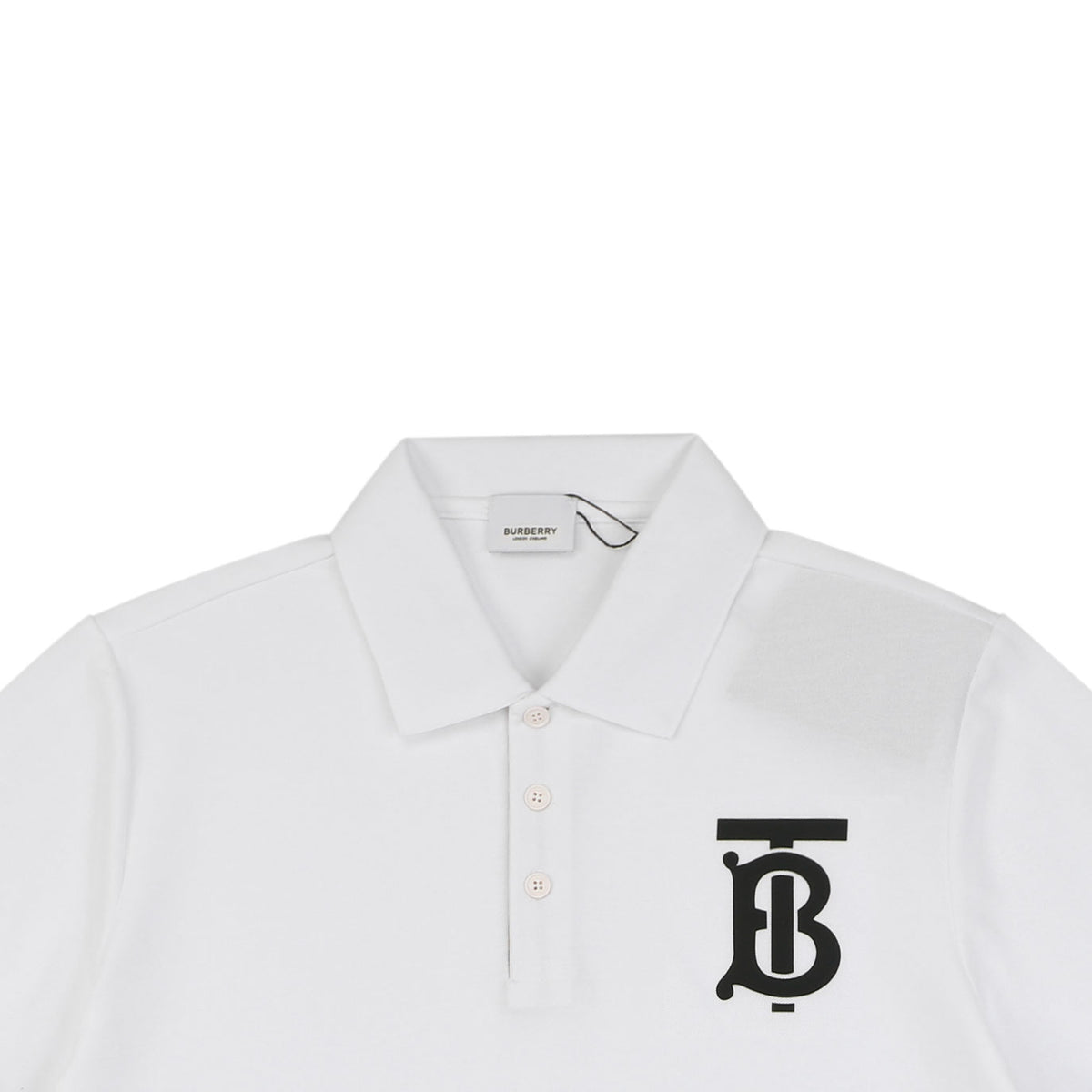 Burberry Oversized TB Monogram Silicone Logo Polo Shirt – White