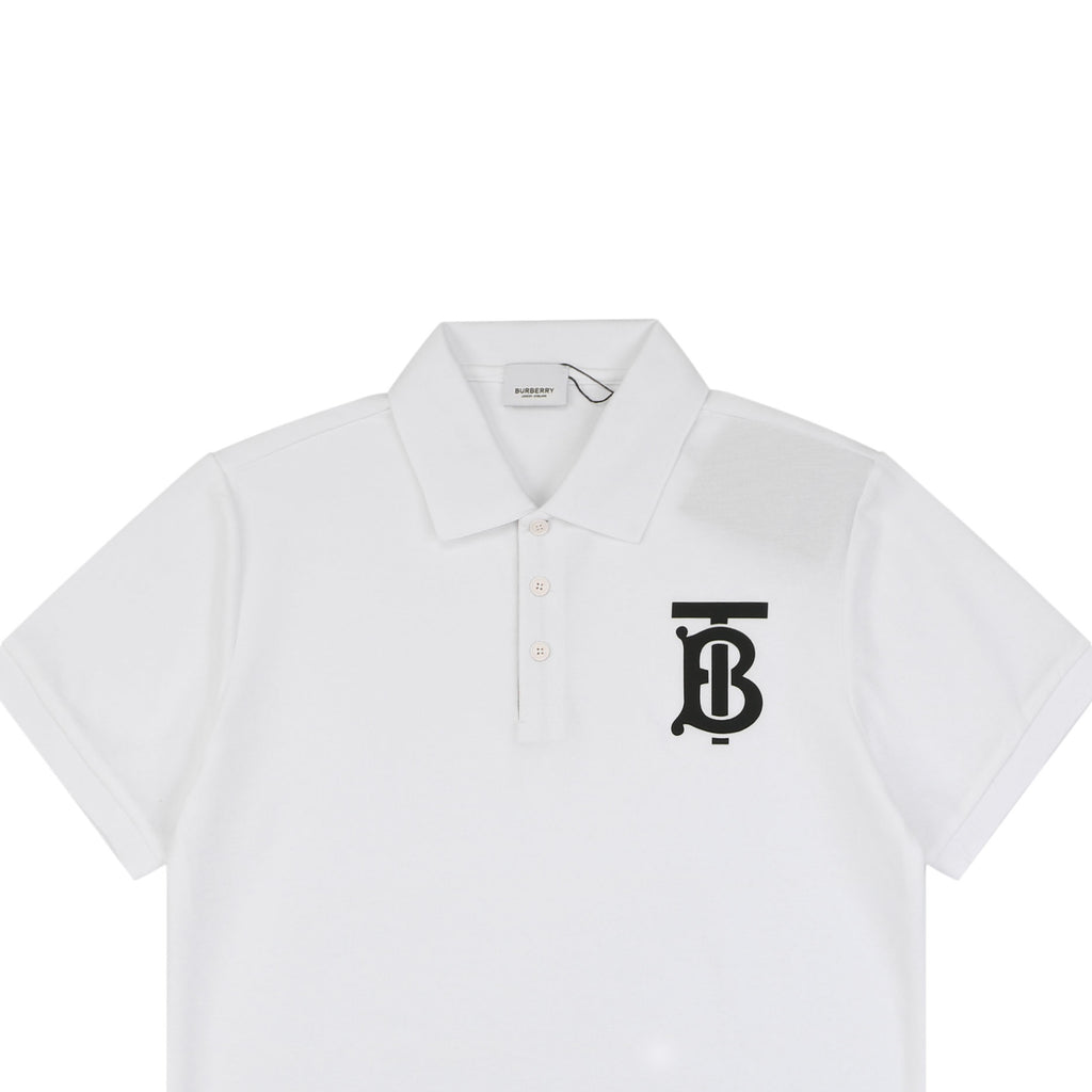 Burberry Oversized TB Monogram Silicone Logo Polo Shirt – White
