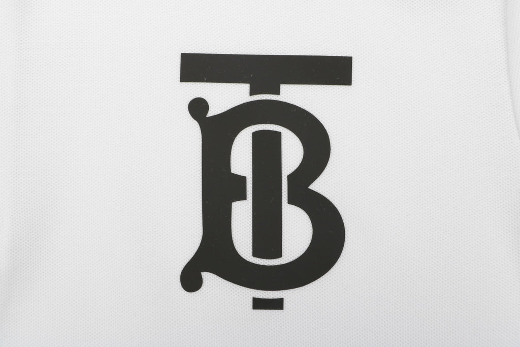 Burberry Oversized TB Monogram Silicone Logo Polo Shirt – White