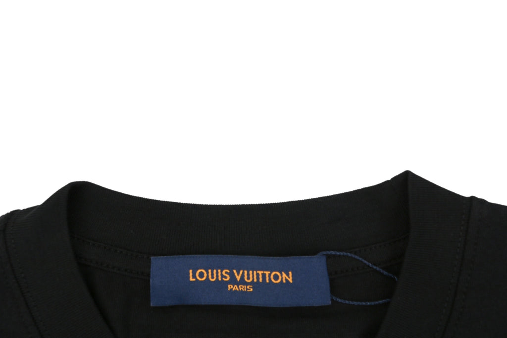 LV Monogram Towel Embroidery Short Sleeve Tee – Black / Blue