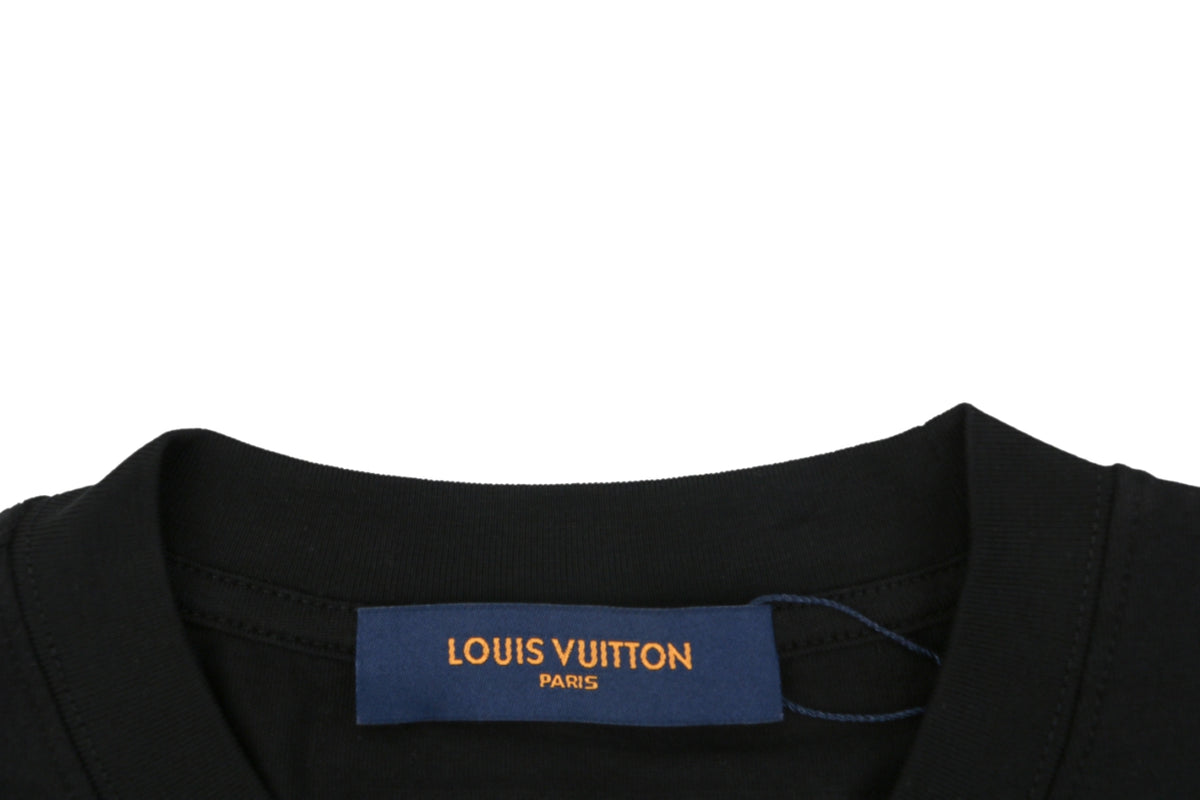 LV Monogram Towel Embroidery Short Sleeve Tee – Black / Blue