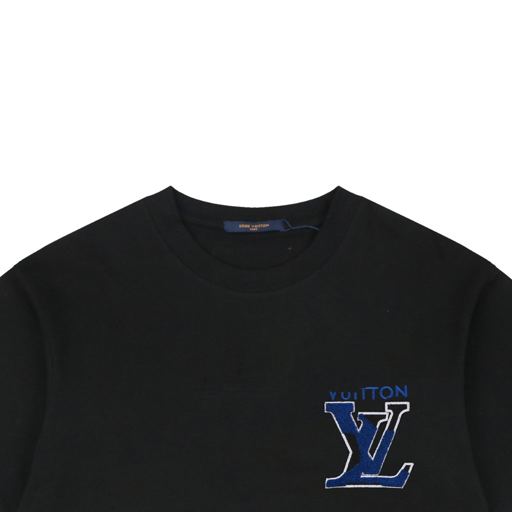 LV Monogram Towel Embroidery Short Sleeve Tee – Black / Blue
