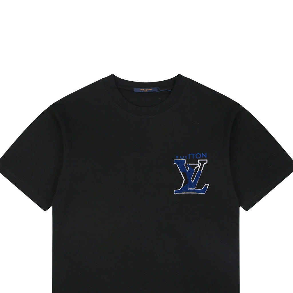 LV Monogram Towel Embroidery Short Sleeve Tee – Black / Blue
