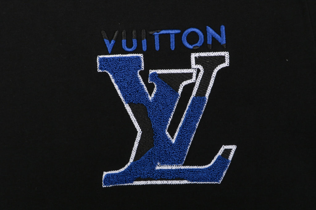 LV Monogram Towel Embroidery Short Sleeve Tee – Black / Blue