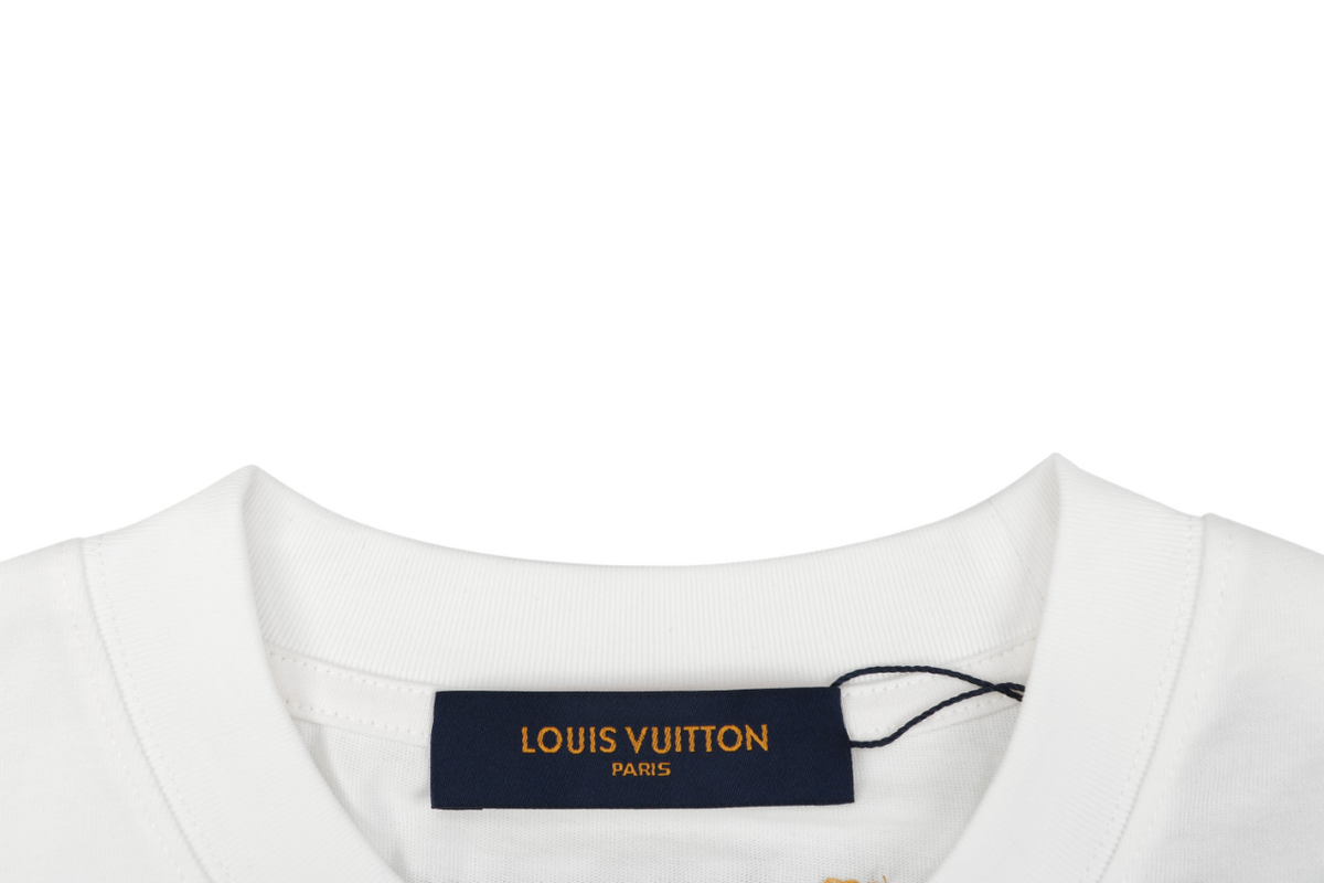 LV Monogram Towel Embroidery Short Sleeve Tee – White / Blue