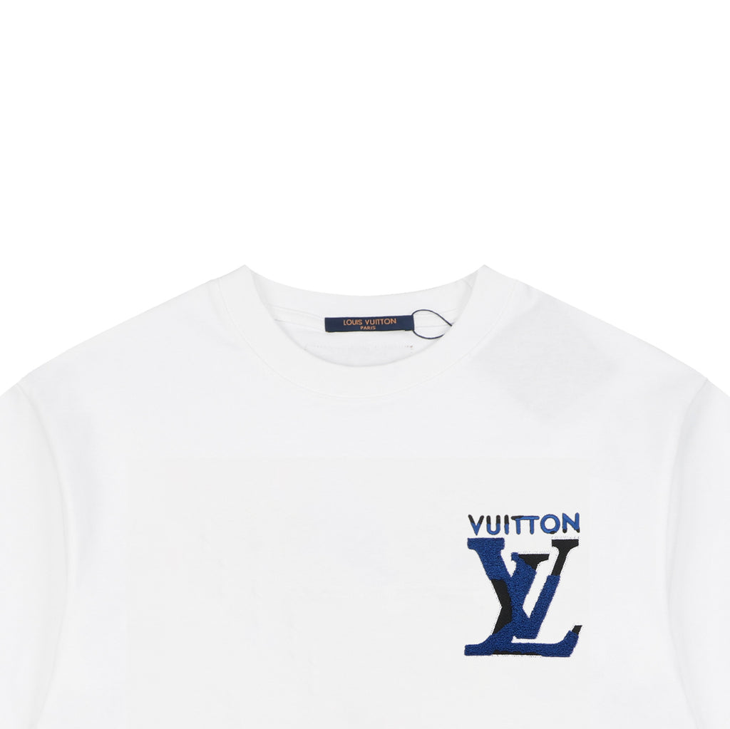 LV Monogram Towel Embroidery Short Sleeve Tee – White / Blue