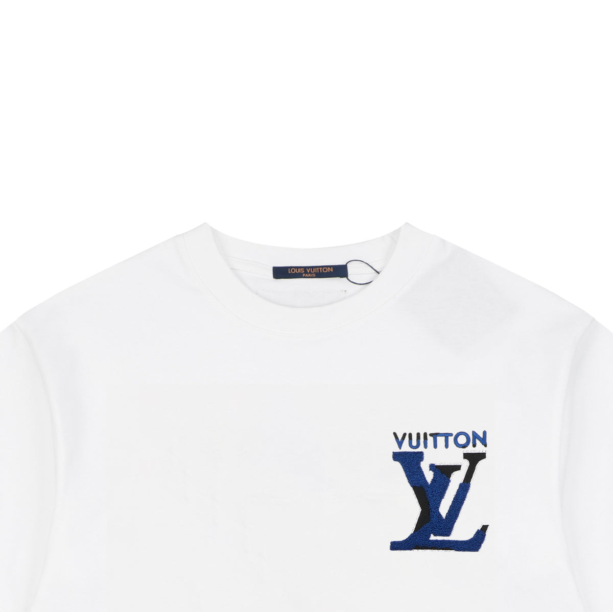 LV Monogram Towel Embroidery Short Sleeve Tee – White / Blue