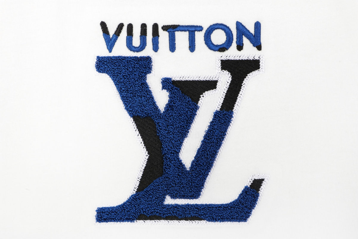 LV Monogram Towel Embroidery Short Sleeve Tee – White / Blue