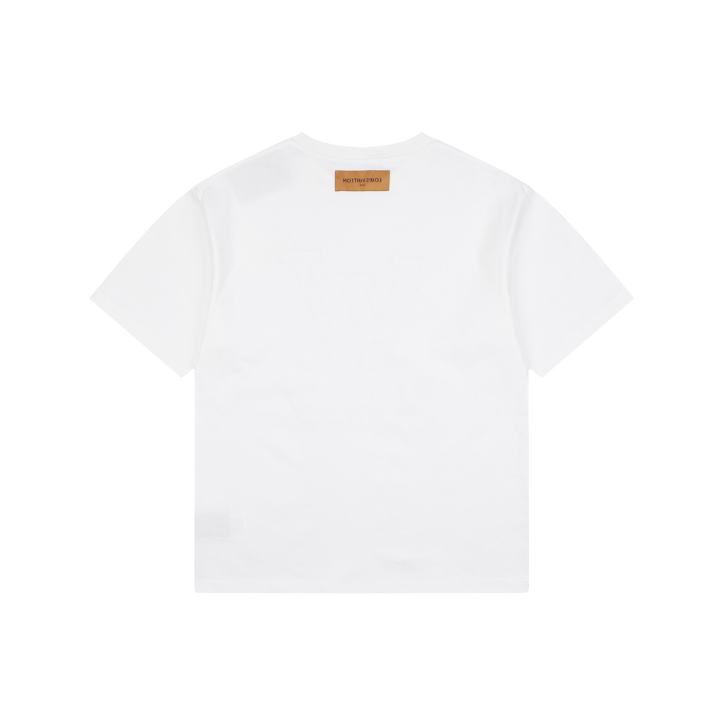 LV Monogram Towel Embroidery Short Sleeve Tee – White / Blue