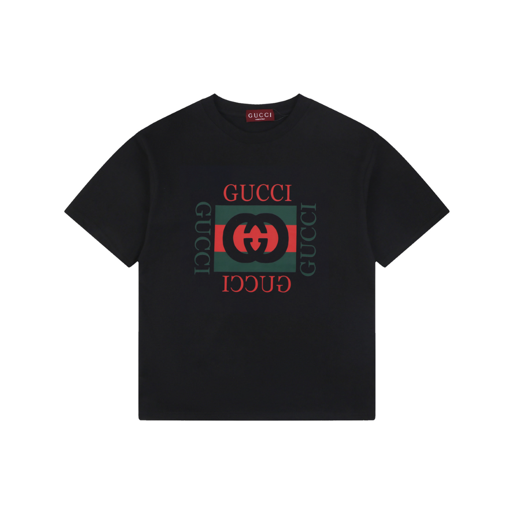 Gucci Double G Block Print Short Sleeve Tee – Black