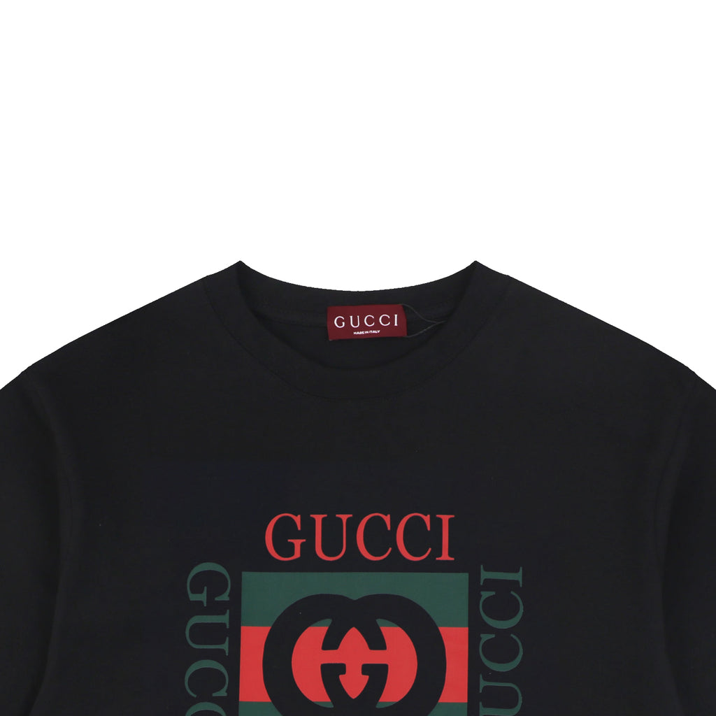 Gucci Double G Block Print Short Sleeve Tee – Black