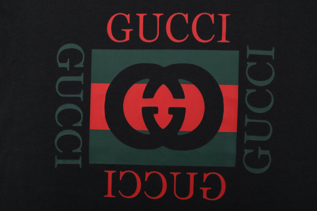 Gucci Double G Block Print Short Sleeve Tee – Black