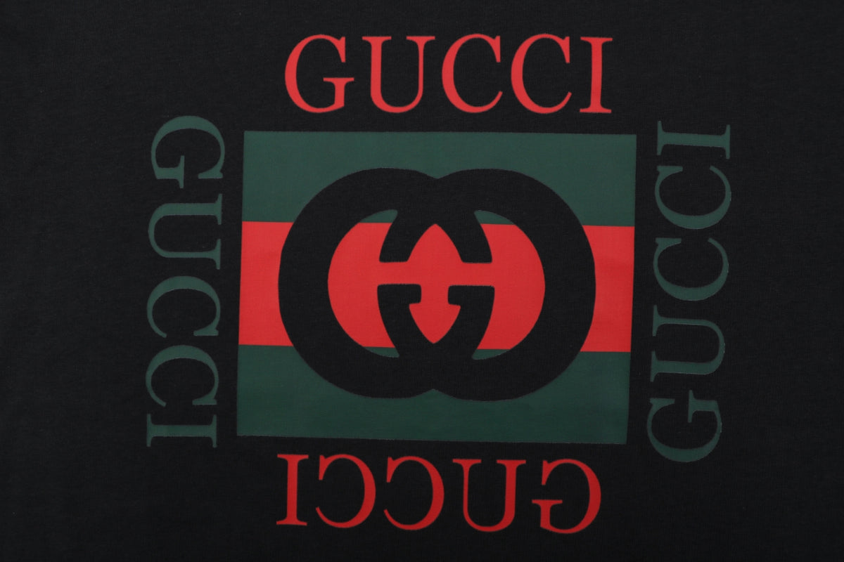 Gucci Double G Block Print Short Sleeve Tee – Black
