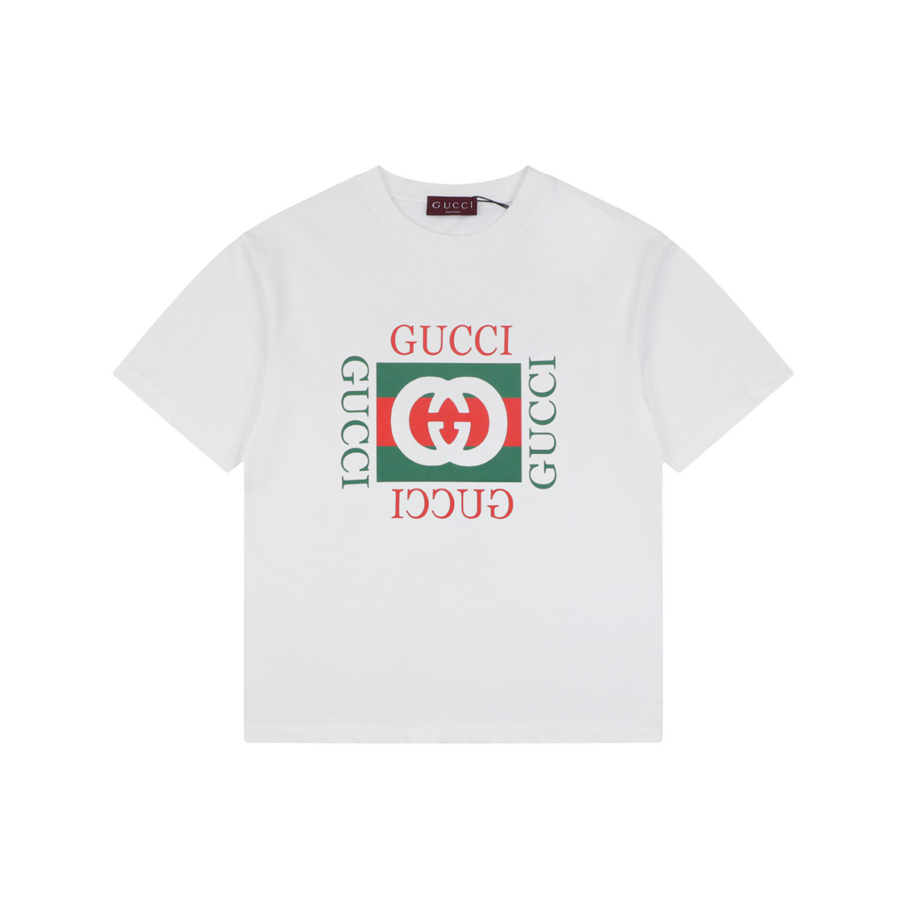 Gucci Double G Block Print Short Sleeve Tee – White
