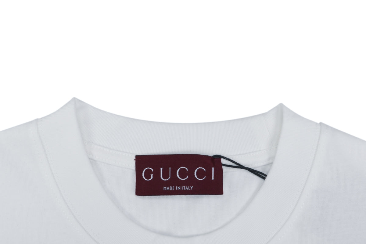 Gucci Double G Block Print Short Sleeve Tee – White